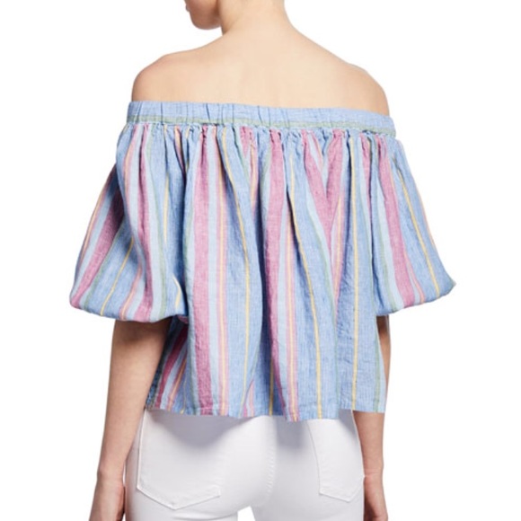 FRAME off shoulder striped linen top - Picture 2 of 2